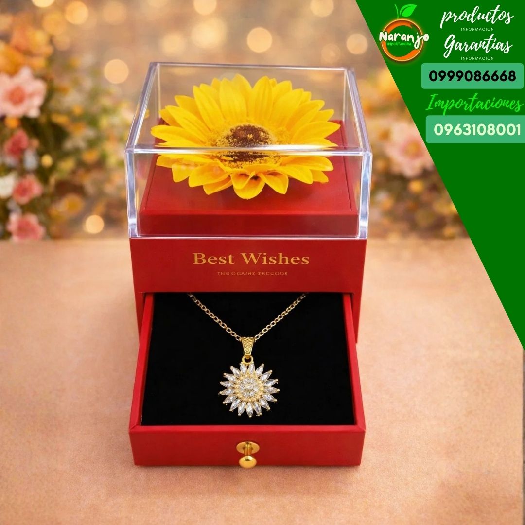 JOYERO GIRASOL + COLLAR DE GIRASOL - COLOR: NEGRO